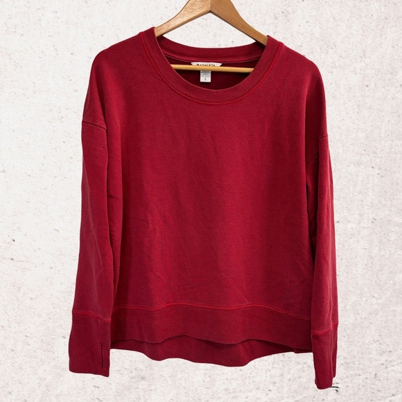 Athleta Red Crew Neck Sweater with Ribbed Details - Picture 1 of 4